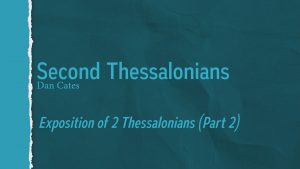 Study of 1 and 2 Thessalonians: Lesson 19