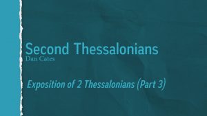 Study of 1 and 2 Thessalonians: Lesson 20