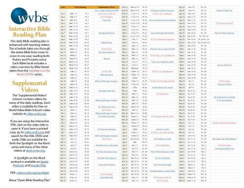 WVBS Interactive Bible Reading Plan Promotional Graphic